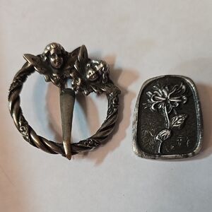 Vintage Silver Brooch pins and Floral Pin Set